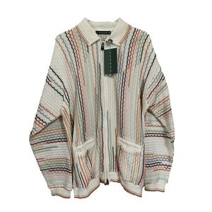 TUNDRA Dizzy Daisy Cardigan Men's L Cotton Blend Long Sleeve Full Zipper NWT